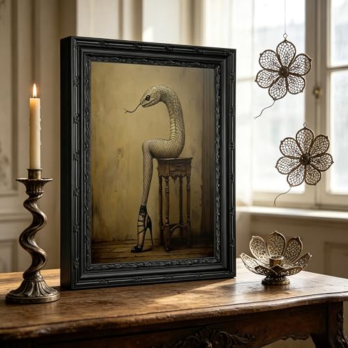 Framed Gothic Surreal Snake Wall Art - Human Form Variation - 11"L x 9"W