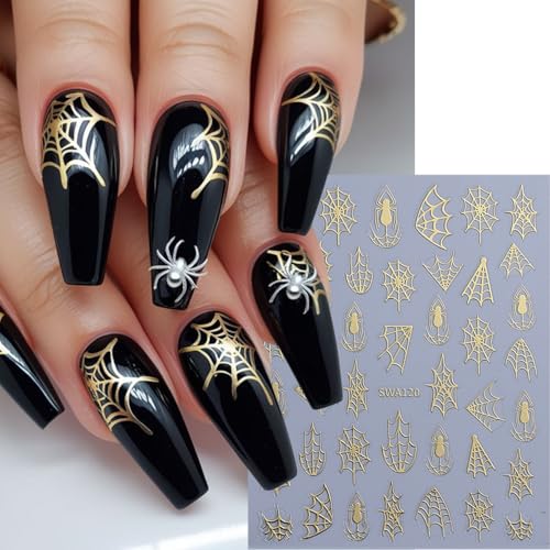 Halloween Nail Stickers Set - Spider Web Self-Adhesive Decals for Nail Art - Variation Halloween-8