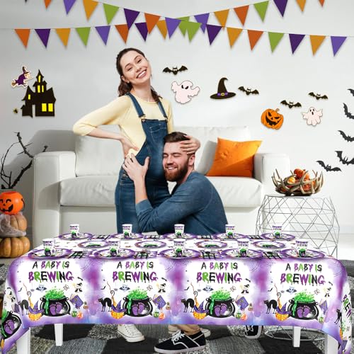 Halloween Baby Shower Party Plate and Tableware Set - 194 Pieces, Purple Theme