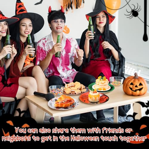 Halloween Paper Plates 120 Pack - 7 Inch Spider Web & Ghost Disposable Dinnerware - Umigy