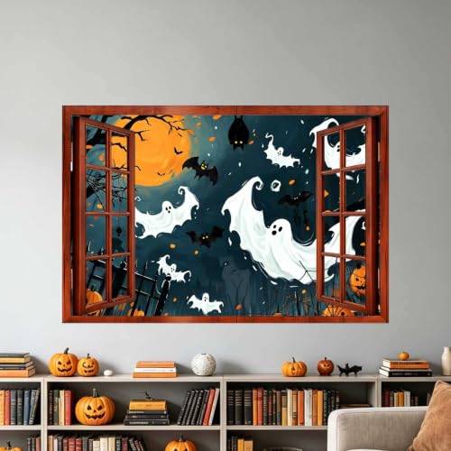 Halloween Ghost and Bat Wall Decals - Peel and Stick Halloween Decorations
