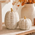 Resin Pumpkin Figurines Set - Fall Thanksgiving Harvest Decor, 2 Pieces
