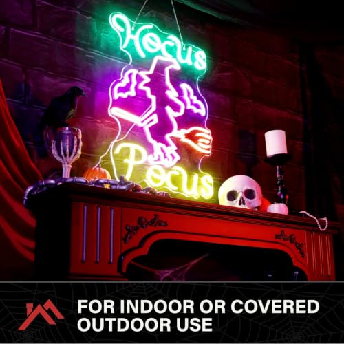 LED Witch Wall Decoration - Halloween Neon Broomstick Light
