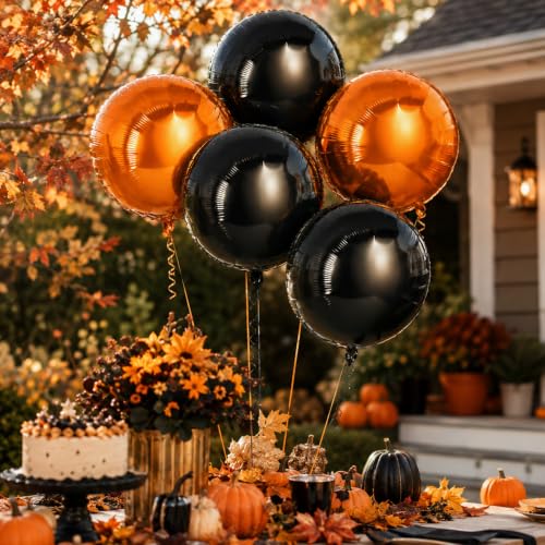 18 Inch Orange and Black Foil Balloons Set for Halloween & Fall Parties
