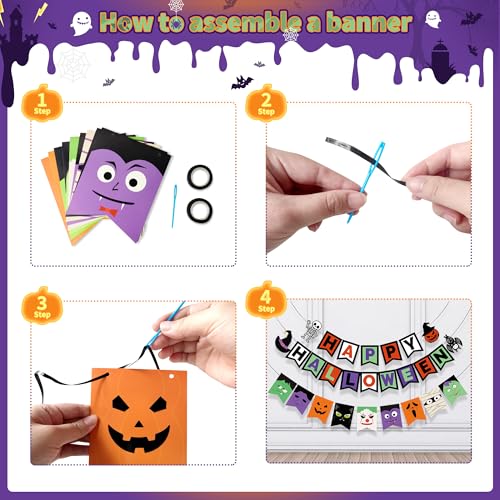Party Spot! 64pcs Halloween Party Decorations Banner & Treat Bags - Indoor Outdoor