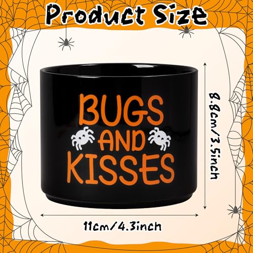 Halloween Candy Dish Cauldron with Bugs and Kisses - Mini Ceramic Snack Bowl, Tiered Tray Decor