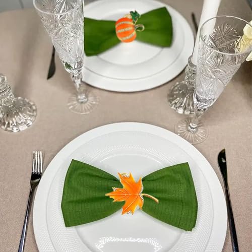 Fall Pumpkin & Maple Leaf Napkin Rings 4-Pack for Thanksgiving & Autumn Decor