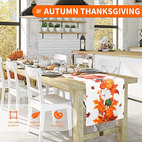 Thanksgiving Table Runner 73 x 12 Inches Fall Maple Leaves & Pumpkins Autumn Decor
