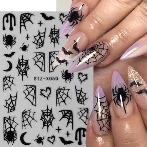Halloween Spider Web Nail Stickers 6 Sheets Self-Adhesive Nail Art Decor Style01