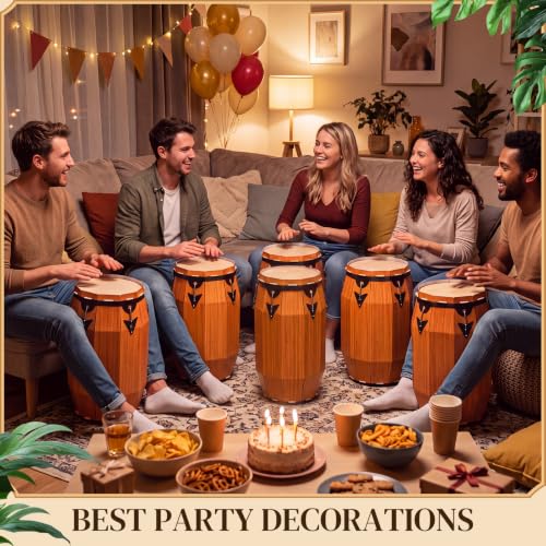 Basic Light Brown Puerto Rican Conga Decor 6 Pcs for Cuban Havana Party Supplies
