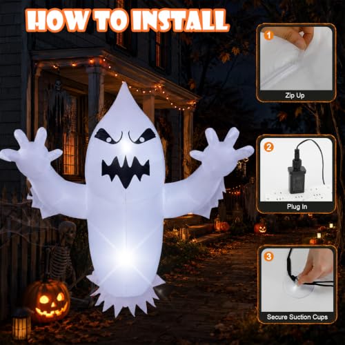 3.5FT Inflatable Halloween Ghost for Outdoor Yard and Window Decor with LEDs