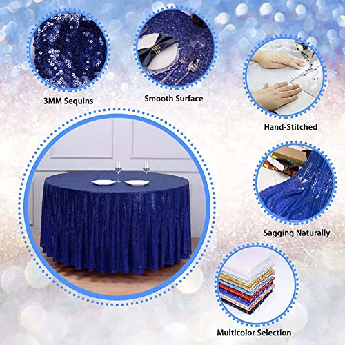 Navy Blue Sequin Tablecloth 108 Inch Round Sparkly Party Cover - Variation of THIS listing