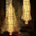 68-Inch Hanging Halloween Corpse Prop with Sound-Activated Lights and Animated Scare Effect