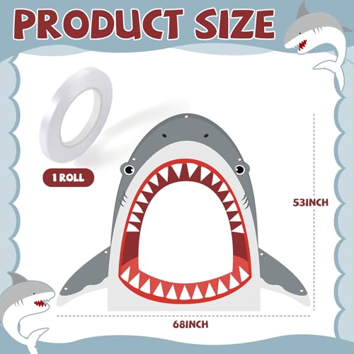 Halloween Shark Car Decorations Kit - Trunk or Treat Backdrop & Rope