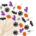 Halloween Ghost Pumpkin Spider Boo Bat Cocktail Picks - 100 Pcs Party Decoration