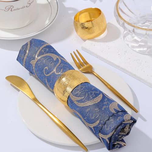 Gold 100 Napkin Rings Set - Metal Circular Tableware for Weddings & Holidays
