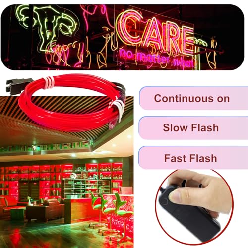 Dark Red 5in1 Electroluminescent Neon Strip Light Wire for Cosplay & Party Decor