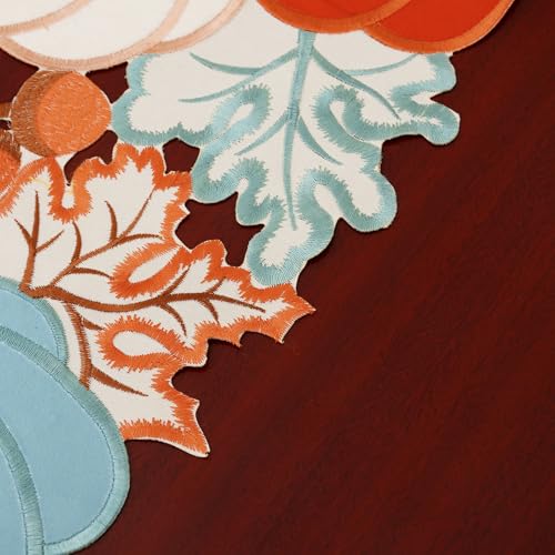 Simhomsen Embroidered Pumpkin Table Runner 14x69 Inches for Fall Thanksgiving Autumn Home Decor