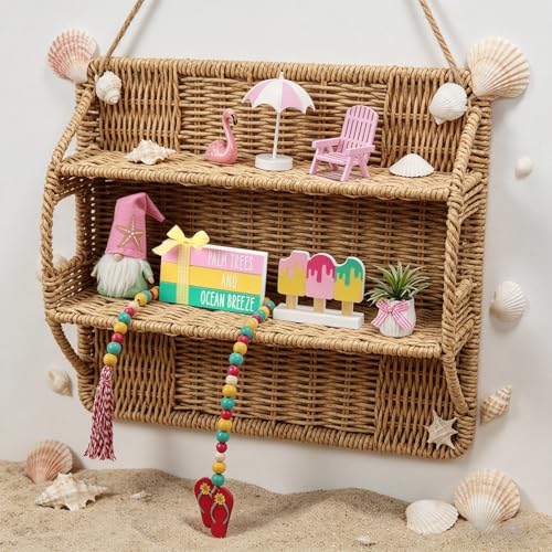 Summer Beach Tiered Tray Decor Set - Pastel Coastal Home Accent - Variation of THIS listing