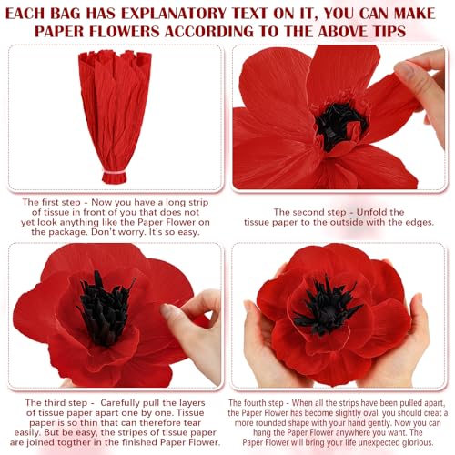 Large Red Poppy Paper Flowers Set of 30 Halloween Party Decor - Variation of THIS listing