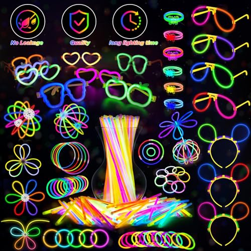 283 Pcs Glow Party Supplies & Favors - Neon Glow Sticks, LED Light Up Toys & Decorations for Kids & Adults
