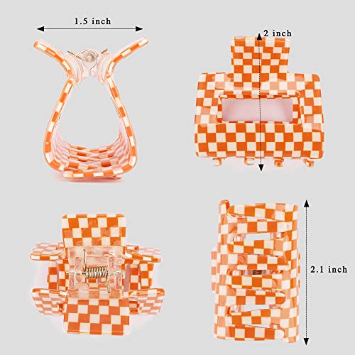 Y2K Checkered Hair Claw Clips Pack of 4 for Thin & Thick Hair - Retro Style