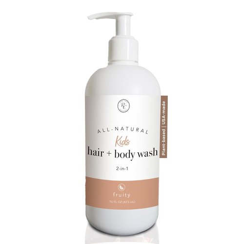 Rowe Casa Organics Kids Hair & Body Wash - 2-in-1 Therapeutic Essential Oils, Fruity Scent - 16 Fl. Oz