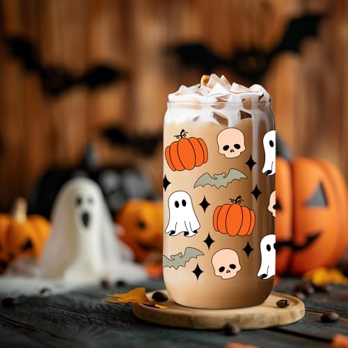 Halloween Pumpkin Ghost Skull 16 oz Mug - Spooky Fall Coffee Cup