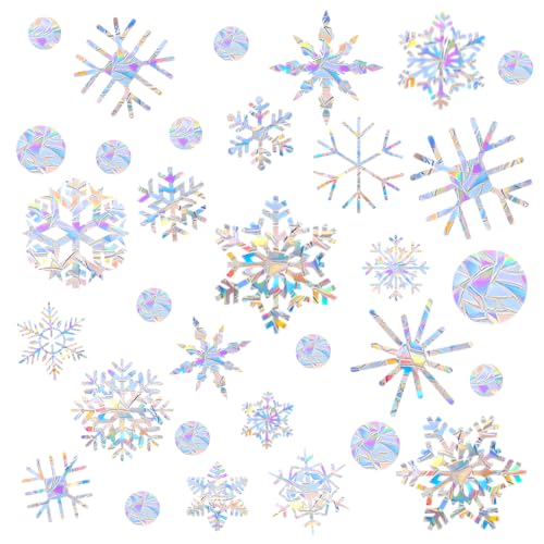 Christmas Snowflakes Window Clings - 89PCS Double-Sided Holiday Decorations