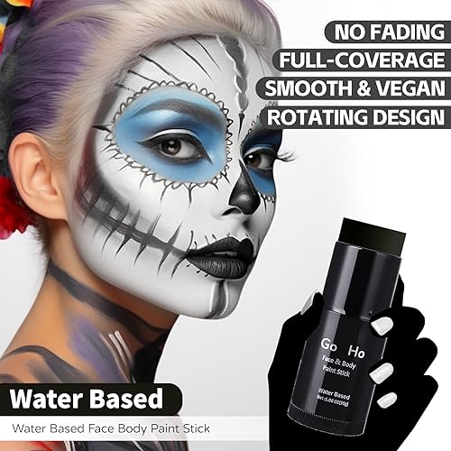 Face Paint Stick White & Black Full Coverage Washable Halloween Cosplay SFX Makeup - Variation: White + Black