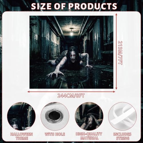 Female Ghost Halloween Garage Door Cover 7x8 FT - Spooky Haunted Decor