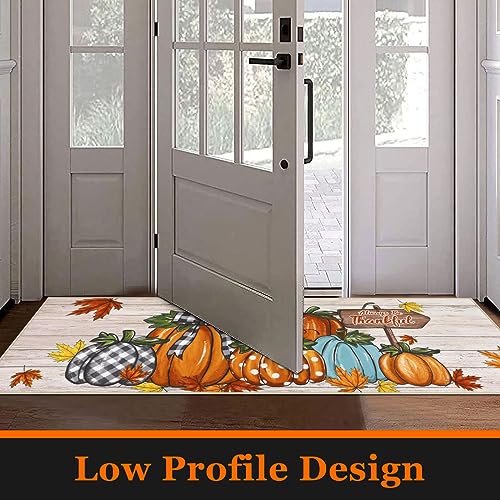 Fall Pumpkin Kitchen Rug Set of 3 - Washable Harvest Mats with Runner Variations
