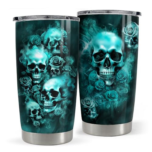 Skull 20oz Stainless Steel Insulated Travel Mug Cup – Goth Gothic Gift Variation
