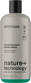 ATTITUDE Dish Soap - Plant-Based, EWG Verified, Lavender & Rosemary Scent | 16.5 Fl Oz Vegan Liquid