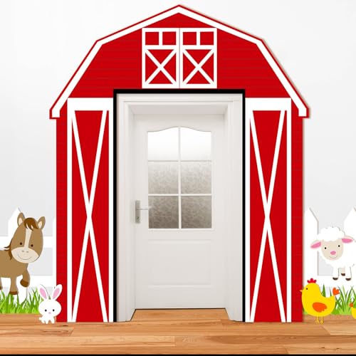 Farm Animal Party Decorations Set - Barn Door Banner & Backdrop for Rustic Theme Events