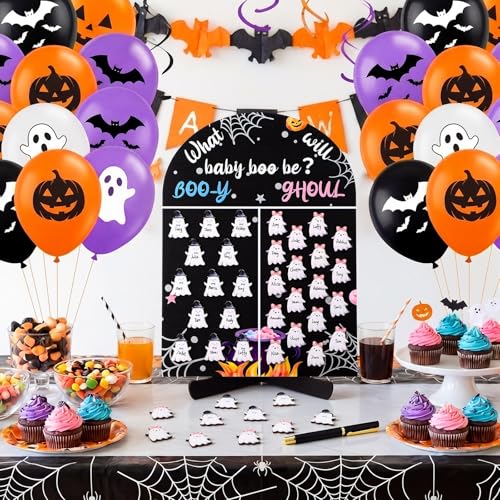 Halloween Ghost Gender Reveal Voting Board Set - AceOrbit 63 Pcs Party Decorations