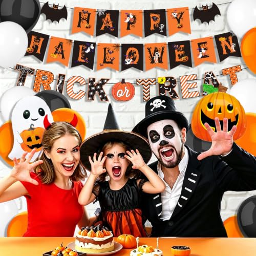 Pumpkin Halloween Party Decorations Set with Balloons & Banners - Spooky Theme