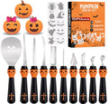 Black Pumpkin Carving Kit Tools Halloween Set - Heavy Duty Stainless Steel