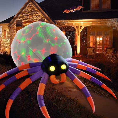 16FT Giant Halloween Inflatable Spider with Magic LED Lights Outdoor Yard Decor