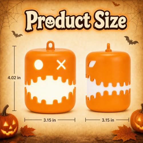 Halloween Pumpkin Lanterns Set of 3 Rechargeable LED Night Lights Indoor Outdoor Decor