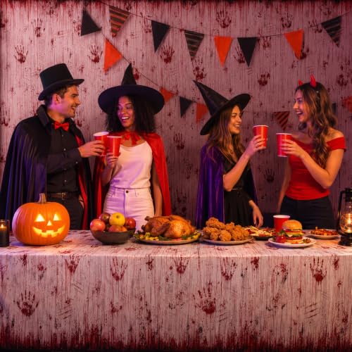 Halloween Bloody Print Plastic Tablecloth Roll 54x100 ft Spooky Party Decor