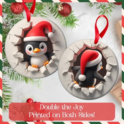 Penguin Christmas Ornament 2D - Cute Animal Holiday Decor, Variation 13