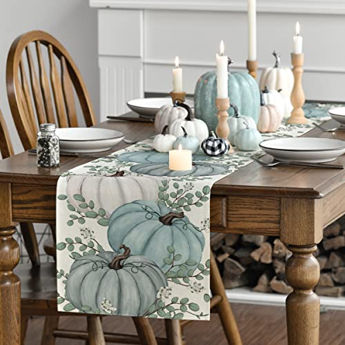 13x108 Inch Fall Table Runner - Teal Polyester Home Decor for Parties & Holidays