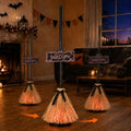 Animated Halloween Moving Witches Broomstick Decor - Spooky Sound & Red Light, Indoor 39"