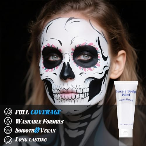 White Water-Based Face Paint for Halloween and Cosplay - 30ml