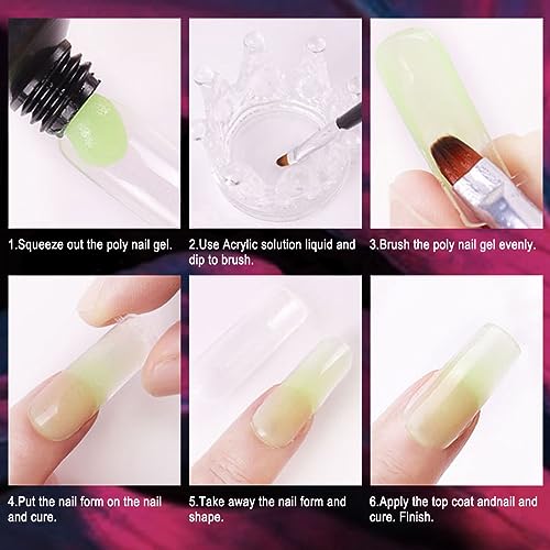 Glow in The Dark Polygel Nail Kit - 8 Colors for Nail Extensions & Art