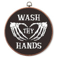 Gothic Round Canvas Wall Art - Wash Hands Skeleton Dark Bathroom Decor