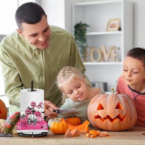 Pink Halloween Paper Towel Holder Pumpkin Ghost Truck Decor - Kitchen Countertop Accessory