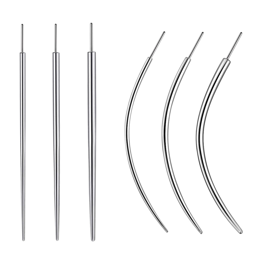 WOLAYI G23 Titanium Threadless Piercing Taper 16G/18G/20G Flat Back Earring Applicator Tool Insertion Pin for Push In Nose Lip Ear Tragus Helix Body Piercing Jewelry Stretcher Assistant Tool (6Pcs, 20G/18G/16G Curved&Straight)