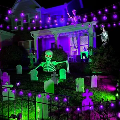 Purple Outdoor String Lights - 26Ft Waterproof Shatterproof Edison Bulbs, Dimmable Patio Decor